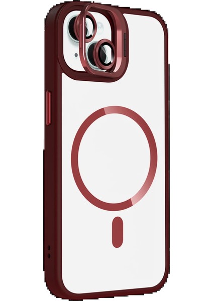 Apple iPhone 13 Remim Lensli Magsafe Standlı Kapak - BORDO-(5796) - FEİ1369-5630 fiyatları