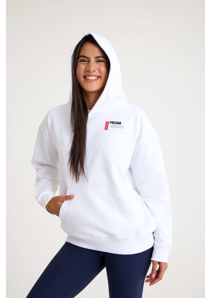 Kapşonlu Sweatshirt Hoodie Beyaz
