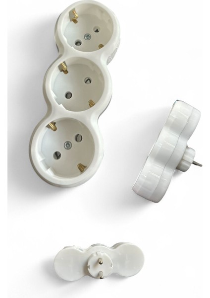 3’lü Priz Çoklayıcı – Yanmaz Malzemeden, Beyaz Renk