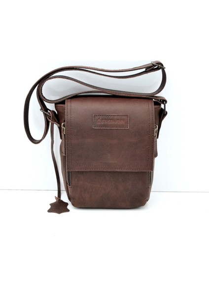 Pablo Eskitme Kahve Çok Gözlü Hakiki Deri Postacı Evrak Çantası