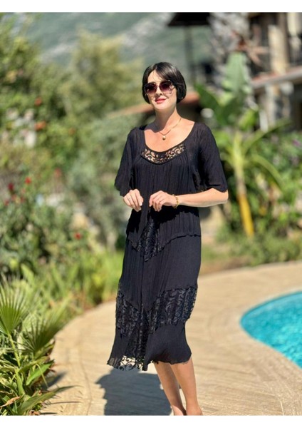 VL5510 Marselina Vual Elbise Siyah fırsatları