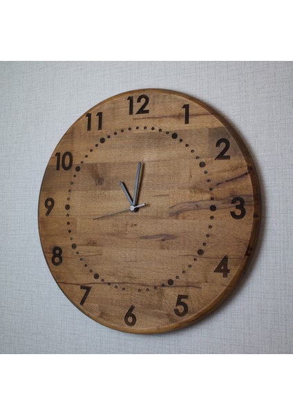 El Yapımı Lazer Işlemeli Ahşap Duvar Saati 42 cm - Sessiz Mekanizma - Ceviz Rengi modelleri
