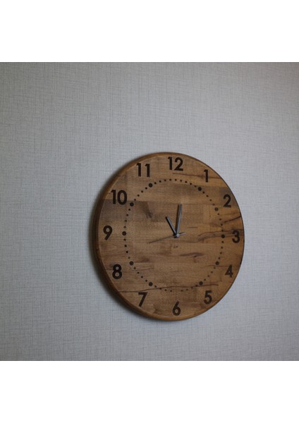 El Yapımı Lazer Işlemeli Ahşap Duvar Saati 42 cm - Sessiz Mekanizma - Ceviz Rengi fırsatları