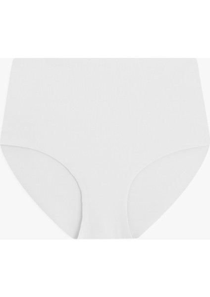 Toparlayıcı Lazer Kesim Yüksek Bel Külot Beyaz