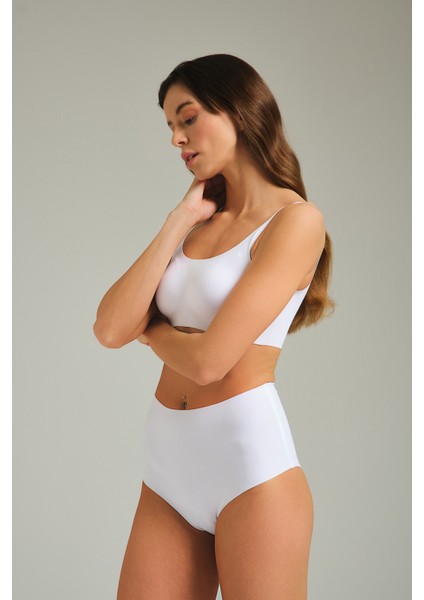 Toparlayıcı Lazer Kesim Yüksek Bel Külot Beyaz fırsatları