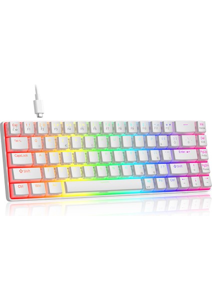 Mk-Box Pudding 68 Tuş Rgb Red Switch Kablolu Beyaz Gaming Klavye