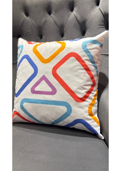 Geometrik Beyaz /çift Tarafı Baskılı Evelyn Süet Kırlent Kılıfı 43 x 43 modelleri