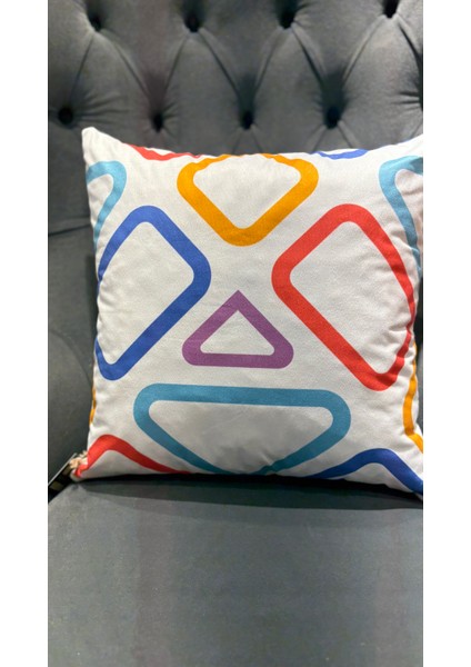 Geometrik Beyaz /çift Tarafı Baskılı Evelyn Süet Kırlent Kılıfı 43 x 43 fırsatları