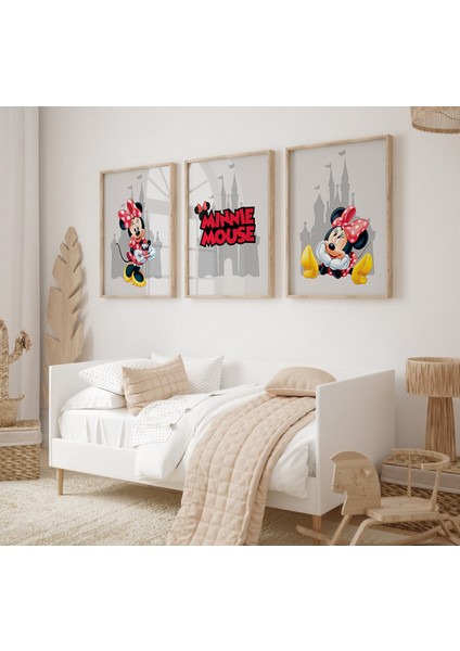 (Çerçevesiz) Minnie Mouse 3lü Poster Seti Çerçevesiz Duvar Posteri 3 Adet modelleri