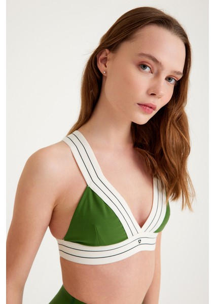 V Yaka Toparlayıcı Spor Sütyen Yeşil Meissa modelleri