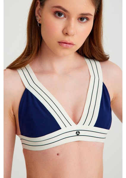 V Yaka Toparlayıcı Spor Sütyen Lacivert Meissa