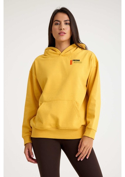 Kapşonlu Sweatshirt Hoodie Hardal