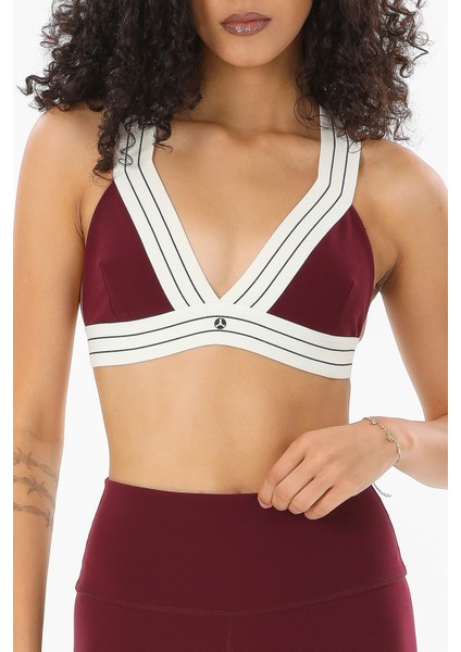 V Yaka Toparlayıcı Spor Sütyen Bordo Meissa