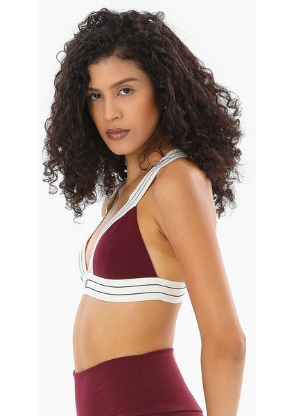 V Yaka Toparlayıcı Spor Sütyen Bordo Meissa modelleri