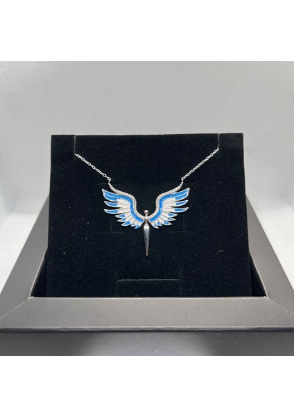 925 Ayar Gümüş Mavi ve Beyaz Taşlı Mikail'in Kılıcı Kolye fiyatları