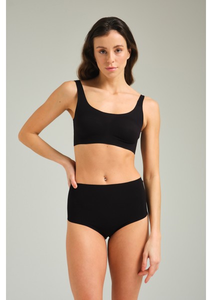 Toparlayıcı Lazer Kesim Yüksek Bel Külot Siyah fırsatları