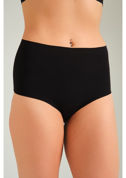 Toparlayıcı Lazer Kesim Yüksek Bel Külot Siyah indirimleri