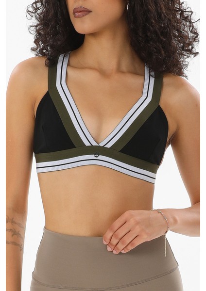 V Yaka Toparlayıcı Spor Sütyen Siyah Meissa