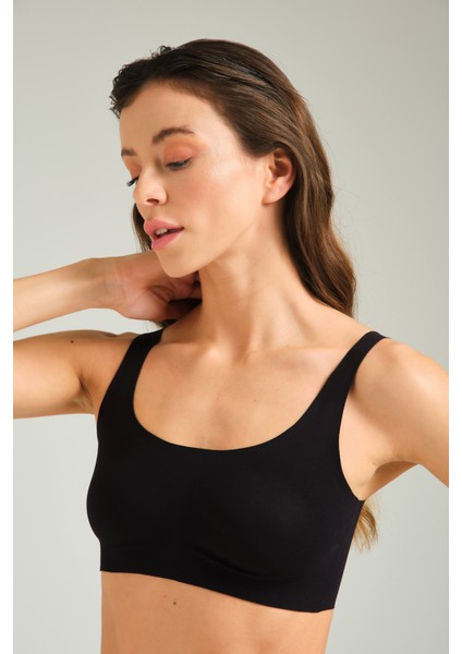 Toparlayıcı Lazer Kesim Görünmez Sütyen Siyah modelleri