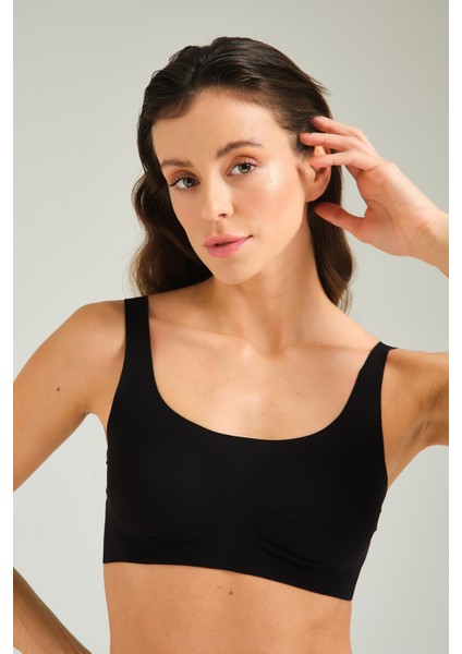 Toparlayıcı Lazer Kesim Görünmez Sütyen Siyah indirimleri