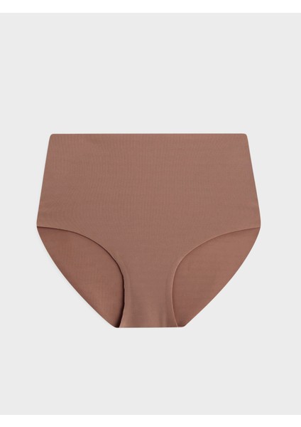 Toparlayıcı Lazer Kesim Yüksek Bel Külot Kahve