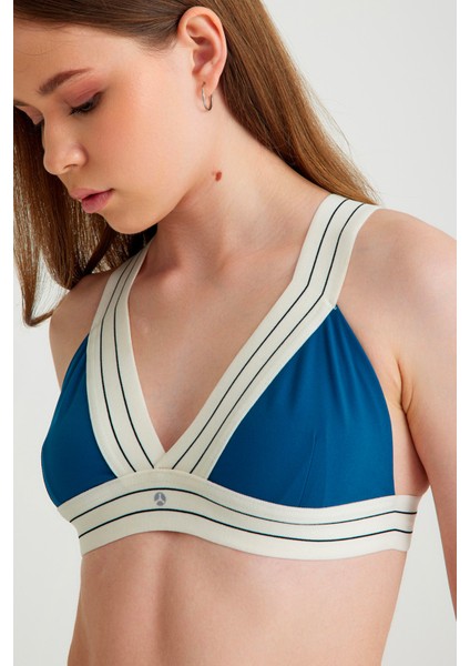 V Yaka Toparlayıcı Spor Sütyen Petrol Meissa