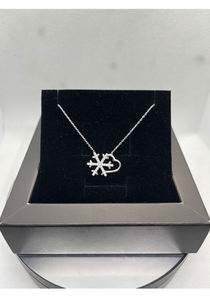 925 Ayar Gümüş Kar Tanesi Kalp Kolye fiyatları