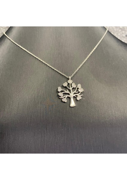 925 Ayar Gümüş Yaşam Ağacı Işıltısı Kolye