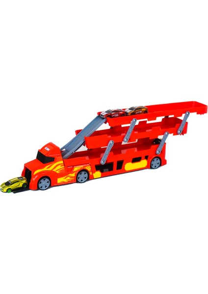 Smilechild Toys 3 Katlı 4 Arabalı Trafik Levhalı Tır Garaj Otopark Yarış Pisti Eğitici Oyun Seti Kırmızı Tır fırsatları
