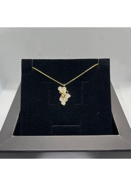 925 Ayar Gümüş Sarı Altın Kaplama Arı Peteği Kolye fiyatları