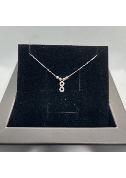 925 Ayar Gümüş Inci Taşlarla Süslü Minimalist Sonsuzluk Kolye fiyatları