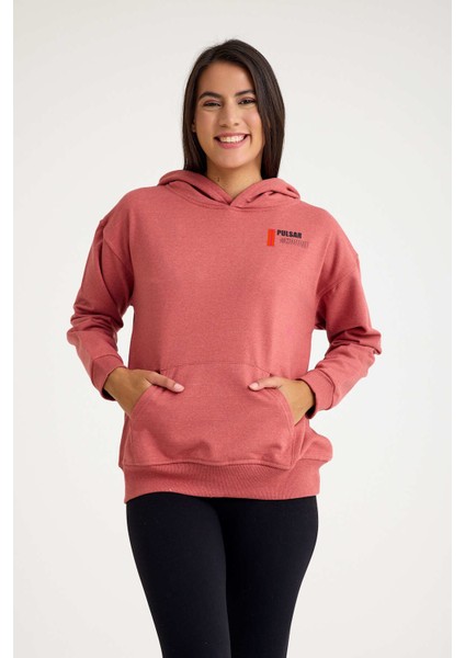 Kapşonlu Sweatshirt Hoodie Gül Kurusu