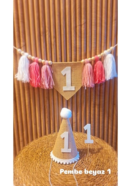 1 Yaş Şapka Mama Sandalyesi Duvar Flaması One 1 Yaş Partisi 3 Lü Set Flama fiyatları