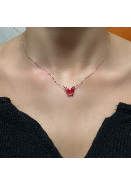 925 Ayar Gümüş Yakut Taşlı Kelebek Hayalet Kolye modelleri