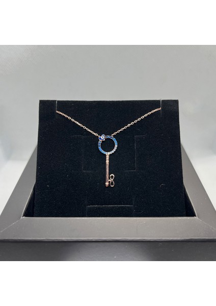 925 Ayar Gümüş Renkli Taşlı Nazar Boncuklu Anahtar Kolye fiyatları