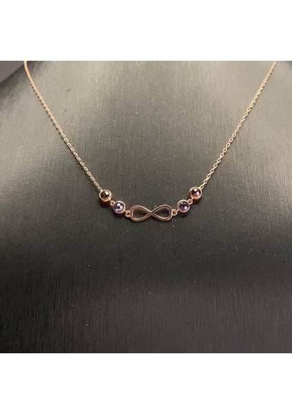 925 Ayar Gümüş Rose Kaplama Küçük Minimal Sonsuzluk Kolye