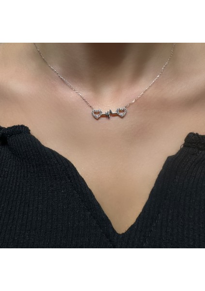 925 Ayar Gümüş Zirkon Taşlı Kalp Atışı Kolyesi
