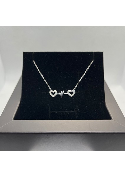 925 Ayar Gümüş Zirkon Taşlı Kalp Atışı Kolyesi fiyatları