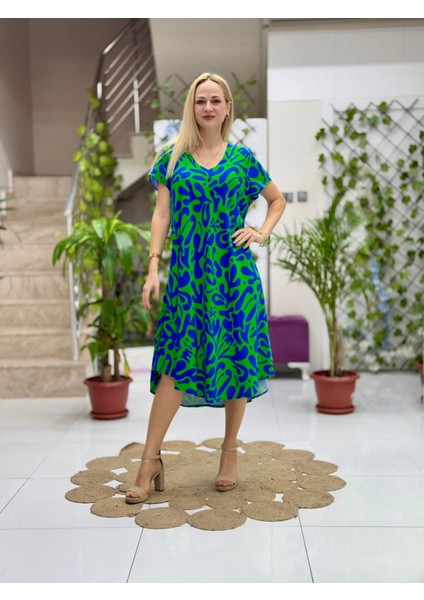 Viskon Elbise Maviyeşil modelleri