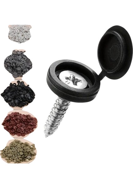 Plastik Dekoratif Vida Kapakları Siyah Vida Plastik Vida Kapağı, Vida Kapağı Tutucu 10 Adet