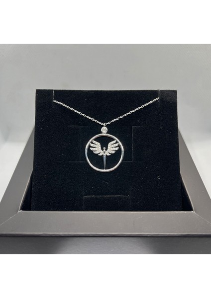 925 Ayar Gümüş Beyaz Taşlı Mikail Meleği Kolye fiyatları