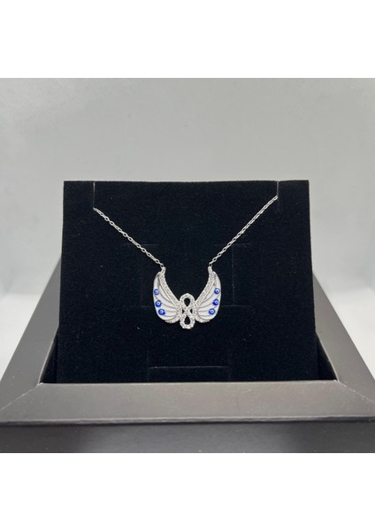 925 Ayar Gümüş Nazar Boncuklu Zirkon Taşlı Kanatlı Sonsuzluk Kolye fiyatları