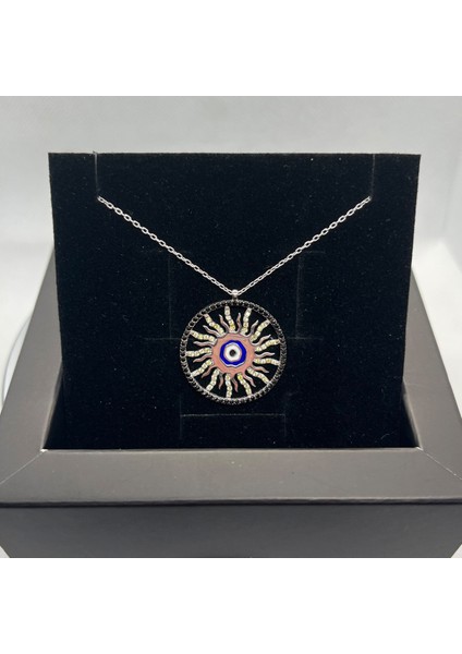 925 Ayar Gümüş Siyah ve Beyaz Taşlı Koruyucu Göz Kolye fiyatları