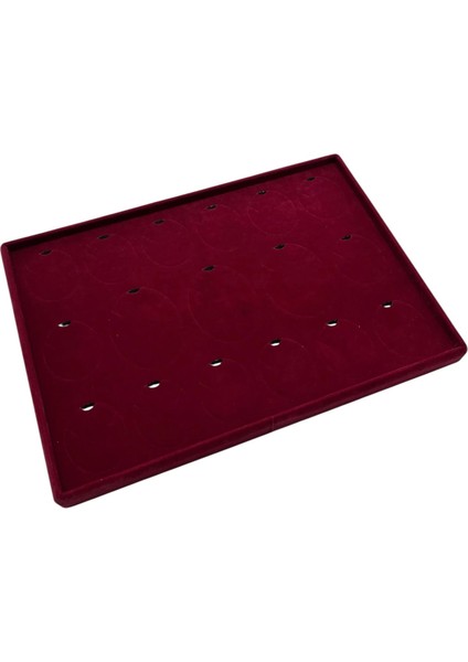 Süet Kumaş Bordo 34-24 cm Ayaklı 17 Pedli Kolye Tabla Stand modelleri