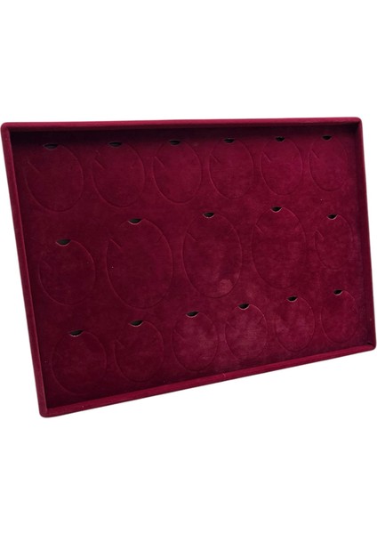 Süet Kumaş Bordo 34-24 cm Ayaklı 17 Pedli Kolye Tabla Stand fırsatları
