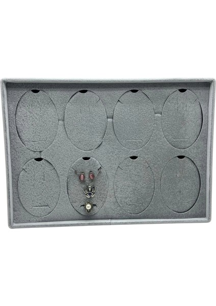 Süet Kumaş Gri 34-24 cm Ayaklı 8 Pedli Kolye Tabla Stand fırsatları