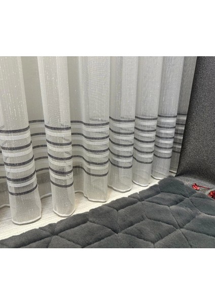 Nivemeshome Arya Siyah Şeritli 1/3 Sık Pileli Tül Perde Apm modelleri