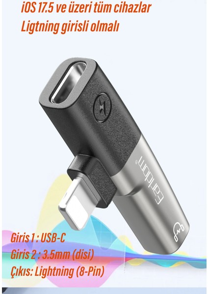 To Type-C Şarj - Kulaklık Dönüştürcü -Iphone 11 12 13 14 Pro-Plus-Pro Max Oyuncu Çevirici modelleri