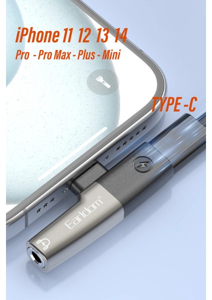 To Type-C Şarj - Kulaklık Dönüştürcü -Iphone 11 12 13 14 Pro-Plus-Pro Max Oyuncu Çevirici indirimleri