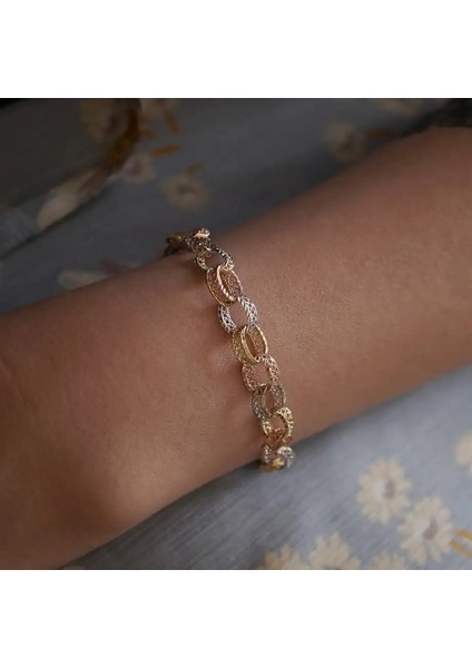 Üç Renkli Döküm Halkalı Altın Bileklik fiyatları